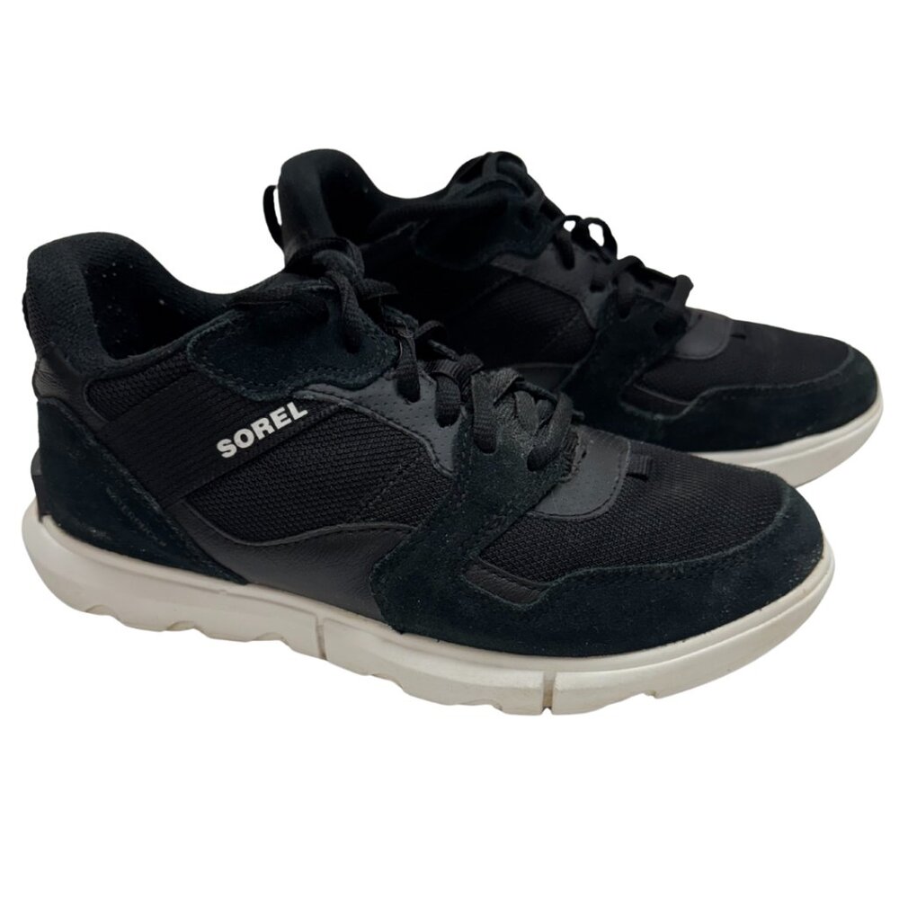 SOREL Women's Size 7.5 Explorer II Waterproof Black/White Sneakers Tennis Shoes